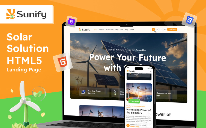 Sunify - Solar Energy Bootstrap HTML5 Landing Page Template