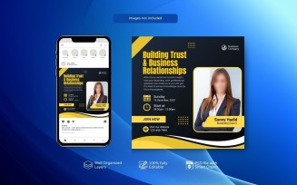 Corporate Social Media and Live Webinar PSD Design Essentials Black yellow
