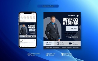 Design Templates for PSD Live Webinars and Corporate Social Media Posts Grey