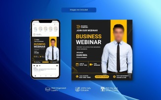 Design Templates for PSD Live Webinars and Corporate Social Media Posts Yellow Grey