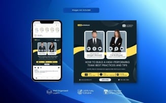 Elegant PSD Templates for Corporate Webinars and Social Media Campaigns Black Yellow