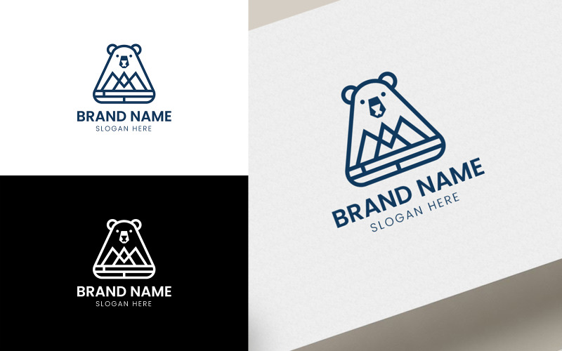 Mountain bear vector logo-06-210 Logo Template