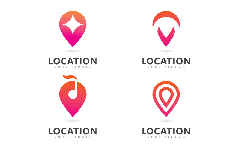 Abstract location pin logo icon design V14 Logo Template