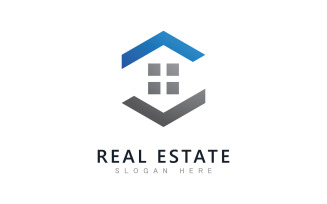 Real estate logo template vector.Abstract house icon V7