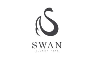 swan logo vector. Abstract minimalist logo icon swan V8