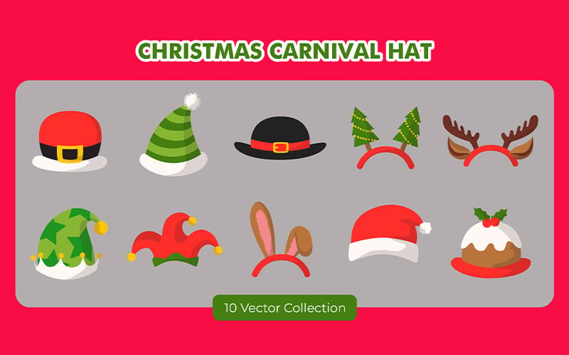 Christmas Carnival Hat Vector Set Vector Graphic