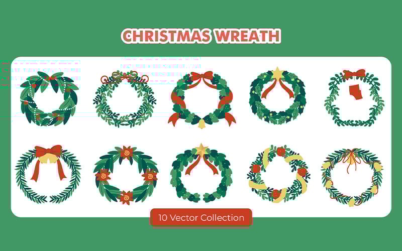 Christmas Wreath Illustration Set Vector Graphic