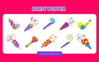 Party Popper Vector Set Collection
