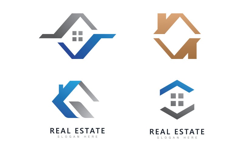Real estate logo template vector.Abstract house icon V13 Logo Template