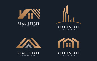 Real estate logo template vector.Abstract house icon V14