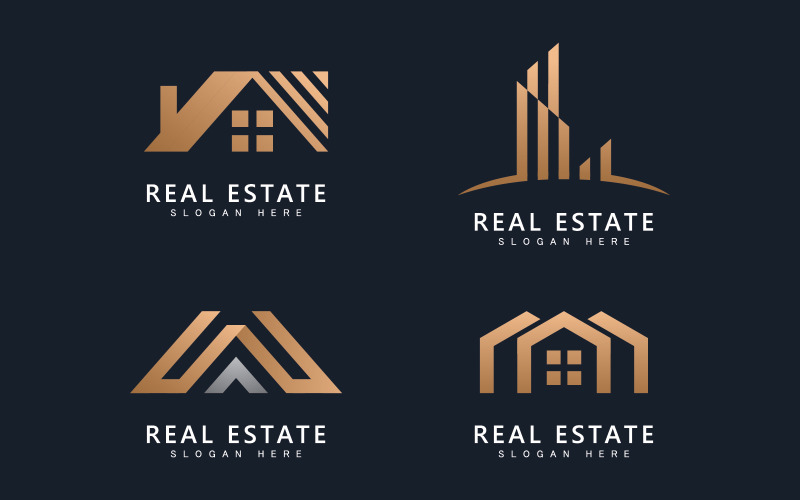 Real estate logo template vector.Abstract house icon V14 Logo Template