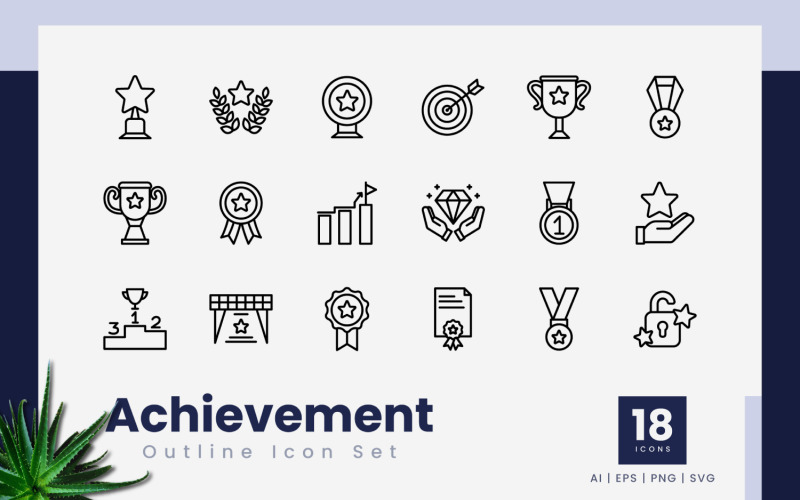 Achievement Outline Icons Icon Set