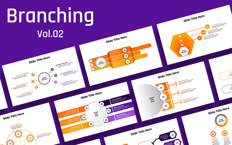 Business branching slides infographic -5 color variations. PowerPoint Template