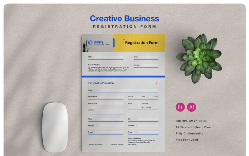 Creative Business Registration Form Corporate Identity