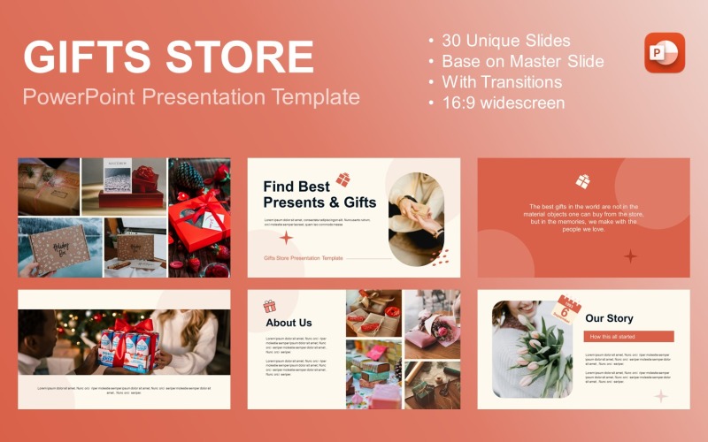 Gifts Store PowerPoint Presentation Template PowerPoint Template