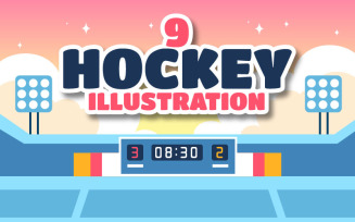 9 Hockey Player Sport Illustration