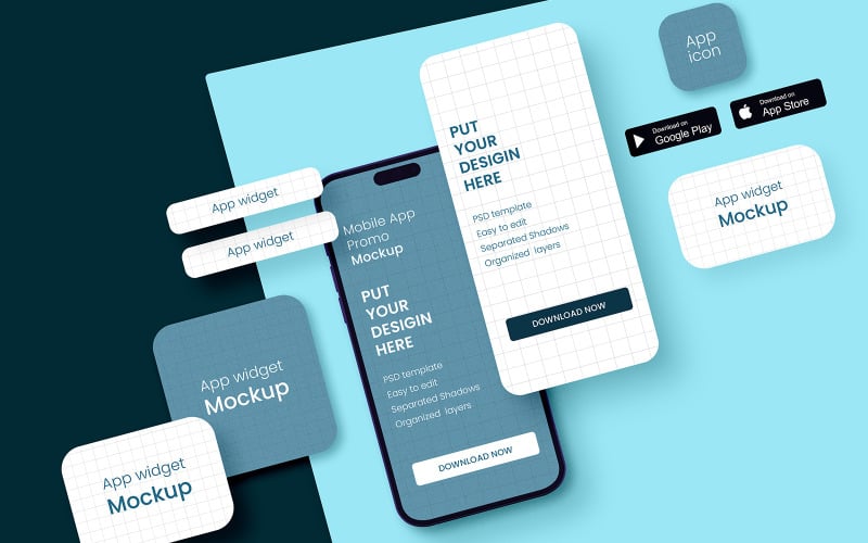 Mobile App Promo Screens Mockup Product Mockup