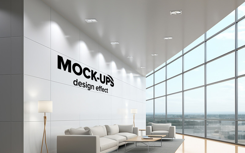 office waiting room white wall logo mockup Product Mockup
