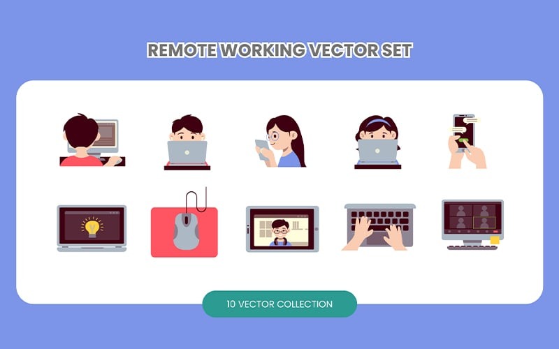 Remote Working Vector Set Vector Graphic