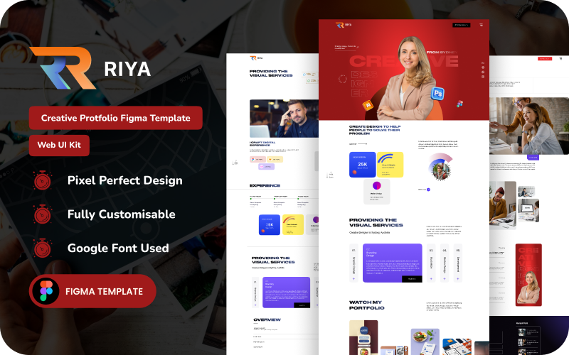 Riya - Creative Portfolio Figma Template UI Element