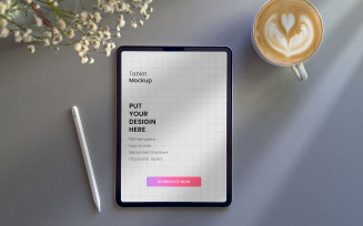 Tablet Screen Mockup with coffee