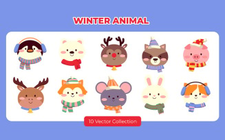 Winter Animal Illustration Set