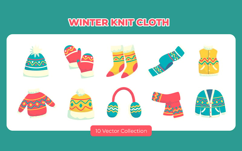 Winter Knit Cloth Vector Set Vector Graphic