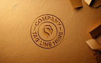 Gold paper debossed effect logo mockup
