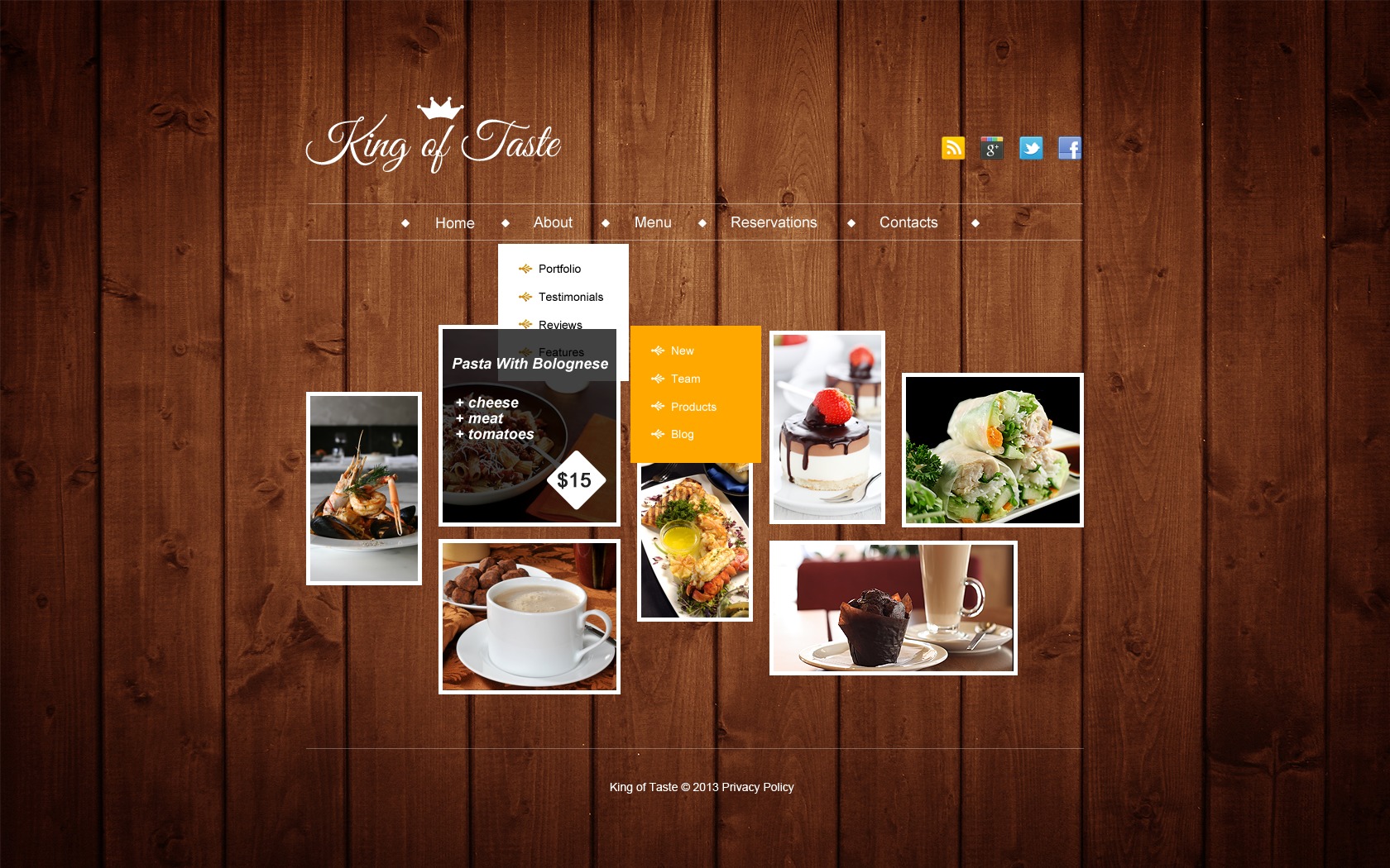 Cafe And Restaurant Website Template #42526