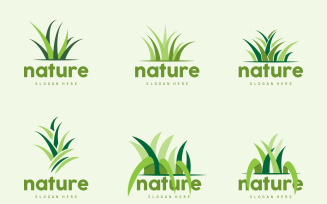 Green Grass Logo Nature Plant Vector V1