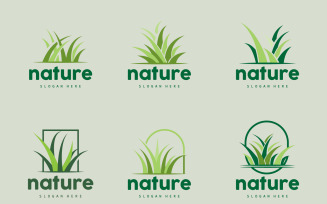 Green Grass Logo Nature Plant Vector V2