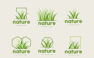 Green Grass Logo Nature Plant Vector V3