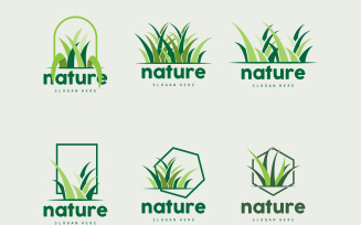 Green Grass Logo Nature Plant Vector V5