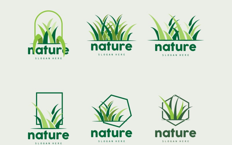 Green Grass Logo Nature Plant Vector V5 Logo Template