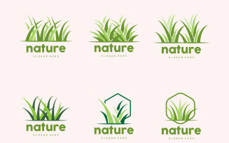 Green Grass Logo Nature Plant Vector V6