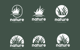 Green Grass Logo Nature Plant Vector V7