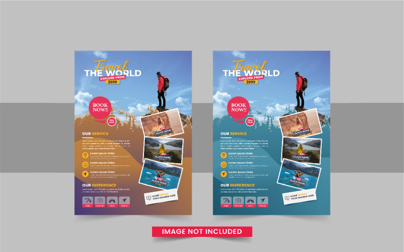 Modern travel flyer or travel agency poster design template Corporate Identity
