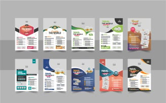 Modern travel flyer or travel agency poster template design bundle