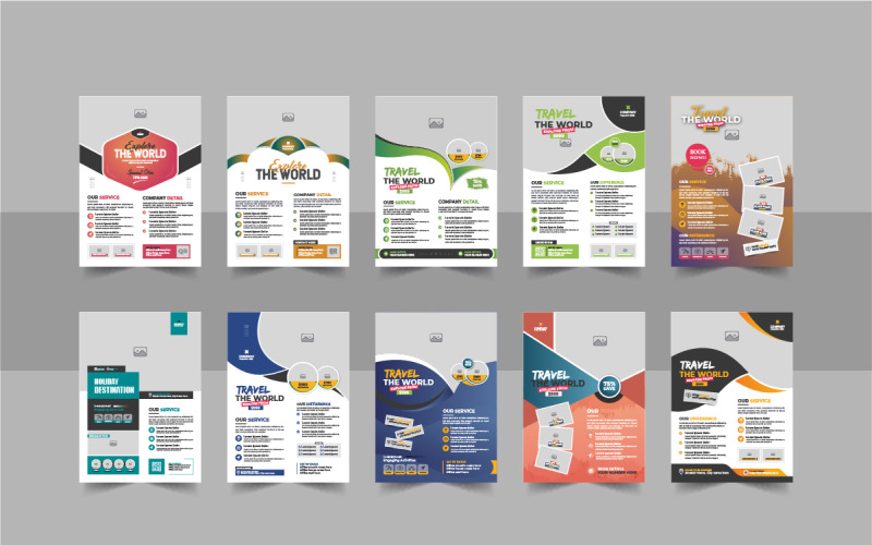 Modern travel flyer or travel agency poster template design bundle Corporate Identity
