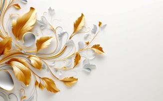 Golden Flowers Swirls Ornaments Background 48