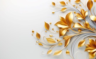 Golden Flowers Swirls Ornaments Background 49