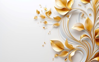 Golden Flowers Swirls Ornaments Background 51
