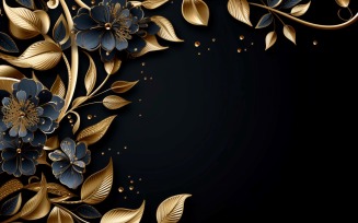 Golden Flowers Swirls Ornaments Background 52