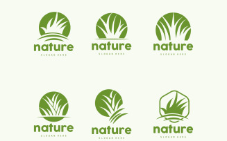Green Grass Logo Nature Plant Vector V8