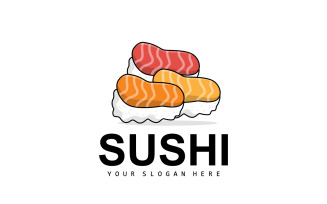 Sushi Logo Japanese Seafood Vector V6
