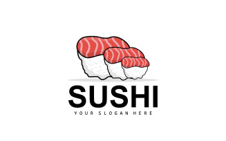 Sushi Logo Japanese Seafood Vector V8