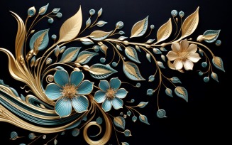 Swirls Ornaments Background Created From Pouring Gold 39