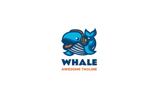 Whale Mascot Cartoon Logo