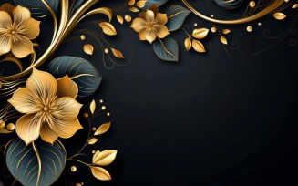 Golden Flowers Swirls Ornaments Background 69