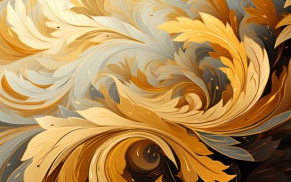 Golden Flowers Swirls Ornaments Background 75